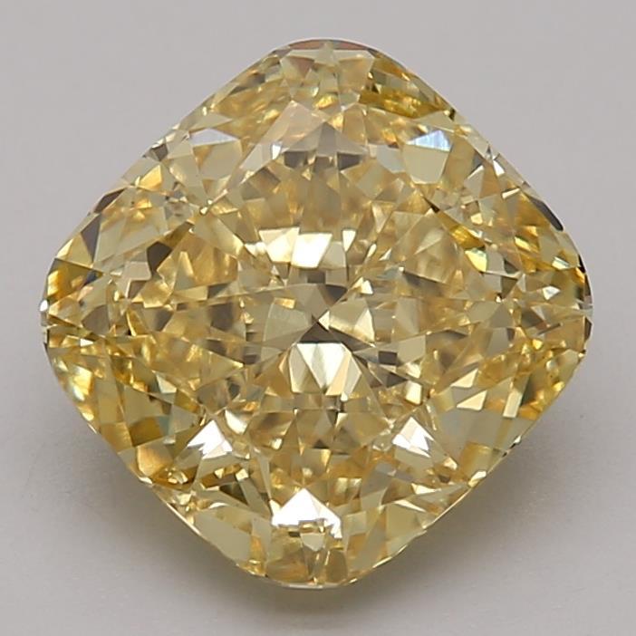 3.08 Ct. Fancy Vivid Yellow Cushion Lab Grown Diamond