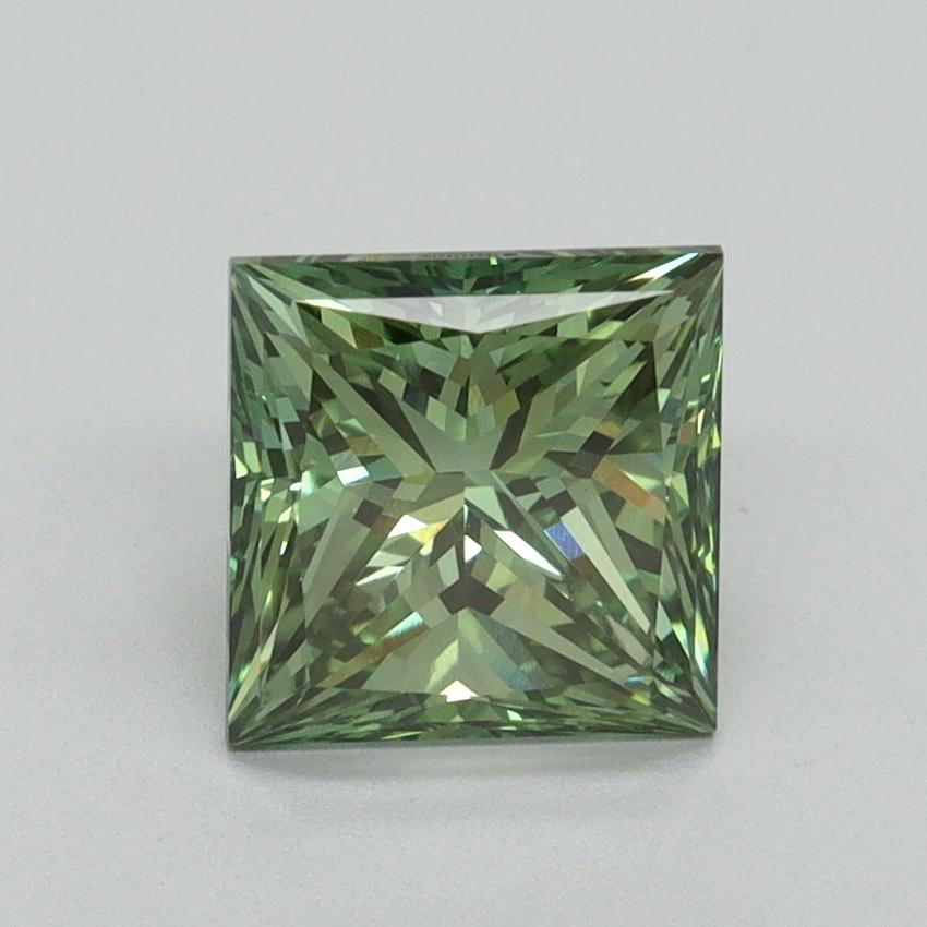 1.71 Ct. Fancy Vivid Green Princess Lab Grown Diamond