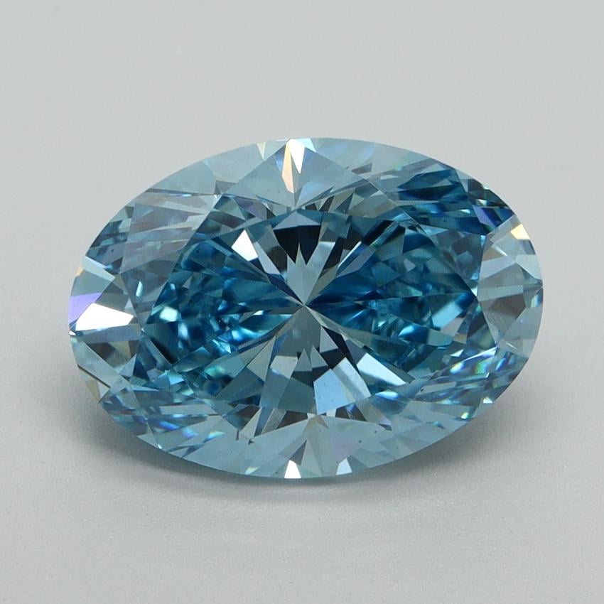 3.19 Ct. Fancy Vivid Blue Oval Lab Grown Diamond