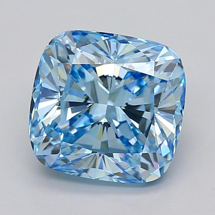 4.02 Ct. Fancy Vivid  Blue Cushion Lab Grown Diamond