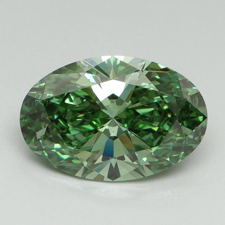 2.18 Ct. Fancy Vivid Green Oval Lab Grown Diamond
