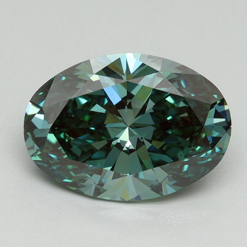 3.13 Ct. Fancy Vivid Green Oval Lab Grown Diamond