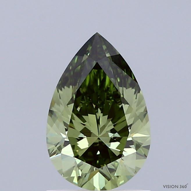 1.02 Ct. Fancy Vivid  Green Pear Lab Grown Diamond