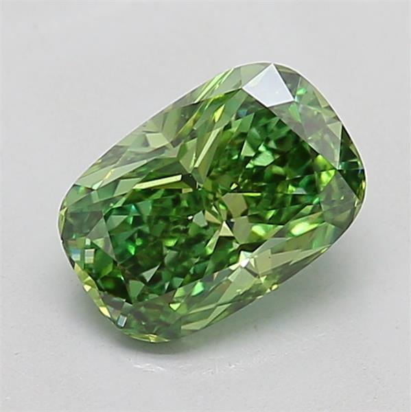 0.99 Ct. Fancy Vivid  Green Cushion Lab Grown Diamond