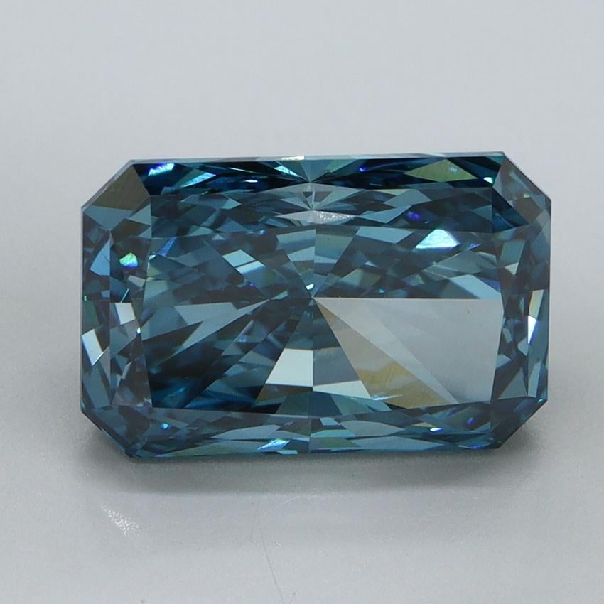 4.04 Ct. Fancy Vivid Malibu Blue Radiant Lab Grown Diamond