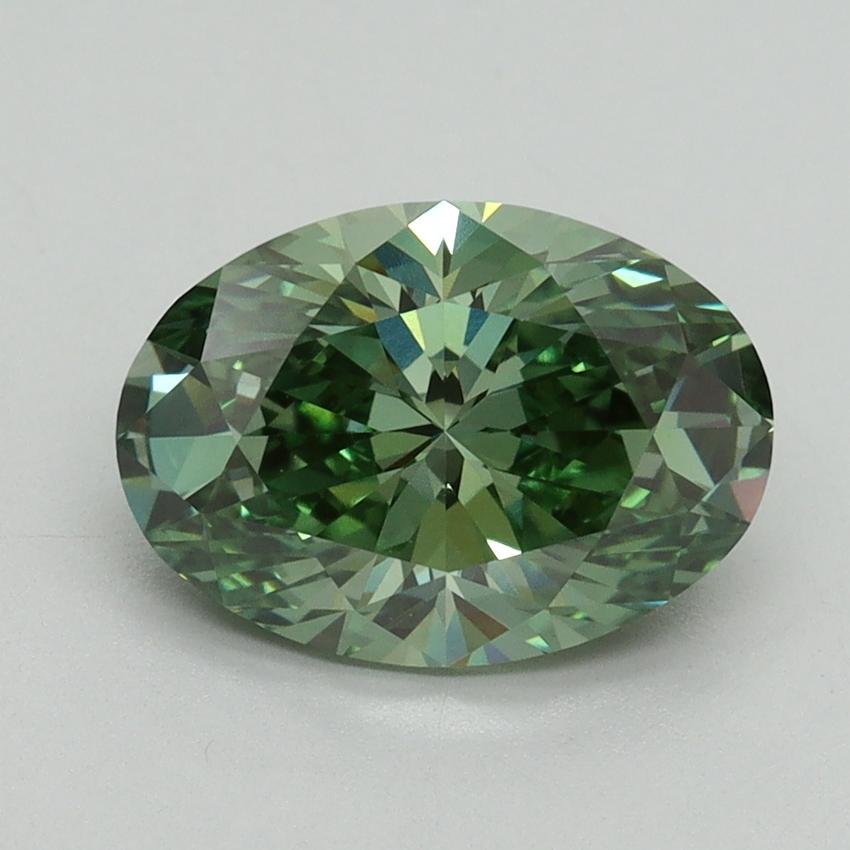 2.14 Ct. Fancy Vivid Green Oval Lab Grown Diamond