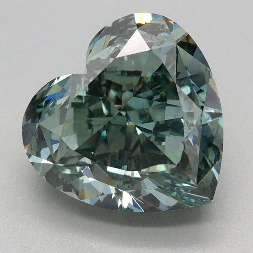 3.04 Ct. Fancy Vivid Green Heart Lab Grown Diamond