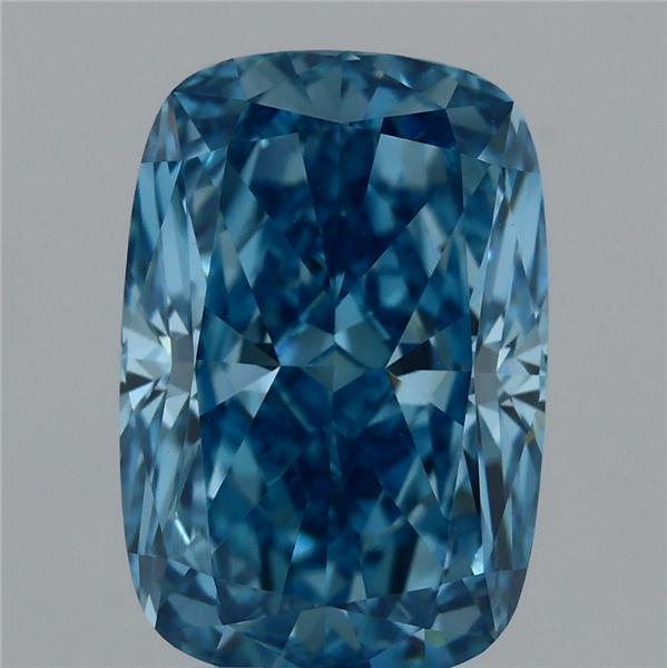 3.03 Ct. Fancy Vivid Blue Cushion Lab Grown Diamond