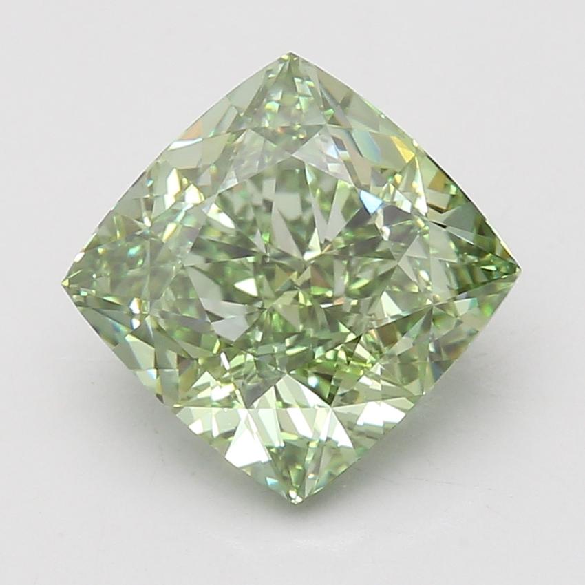 5.08 Ct. Fancy Vivid Green Cushion Lab Grown Diamond