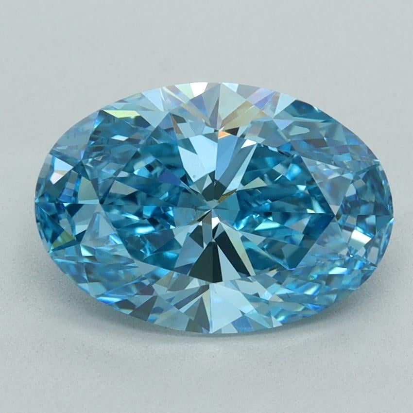 3.07 Ct. Fancy Vivid  Blue Oval Lab Grown Diamond