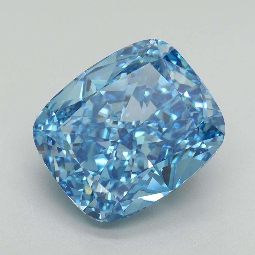 11.23 Ct. Fancy Vivid Malibu Blue Cushion Lab Grown Diamond