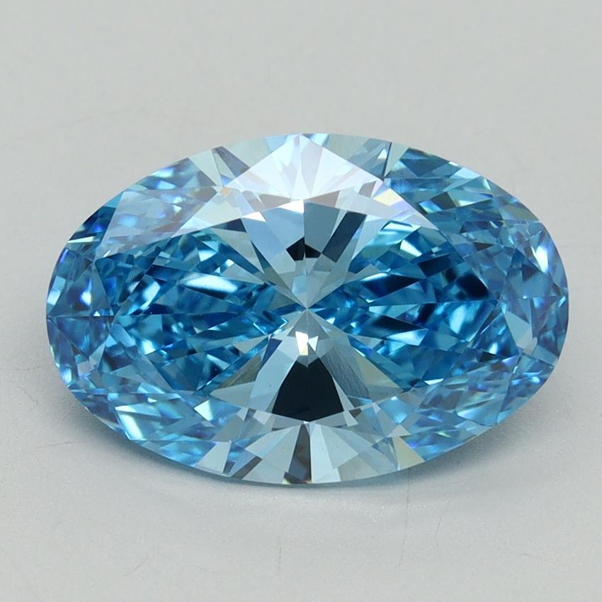 3.14 Ct. Fancy Vivid Blue Oval Lab Grown Diamond