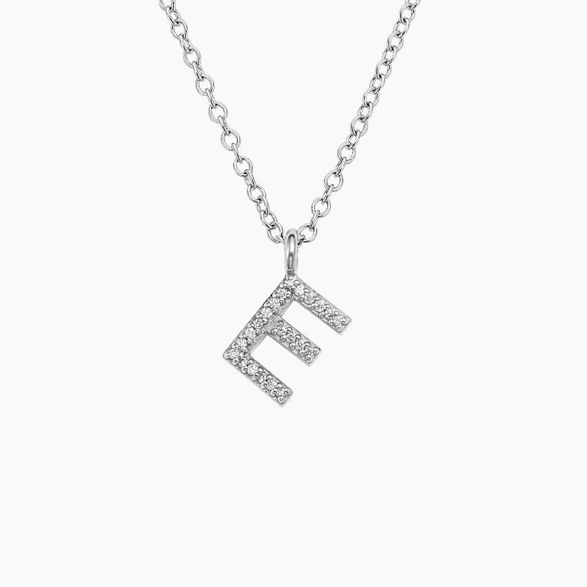 Diamond Letter T Necklace 1/15 ct tw Round-cut Sterling Silver 18
