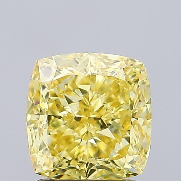 1.61 Ct. Fancy Vivid Yellow Cushion Lab Grown Diamond