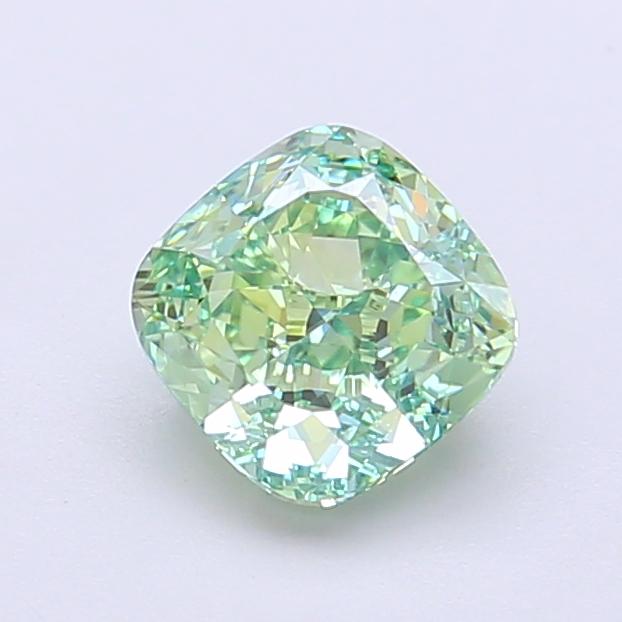 1.15 Ct. Fancy Vivid Green Cushion Lab Grown Diamond