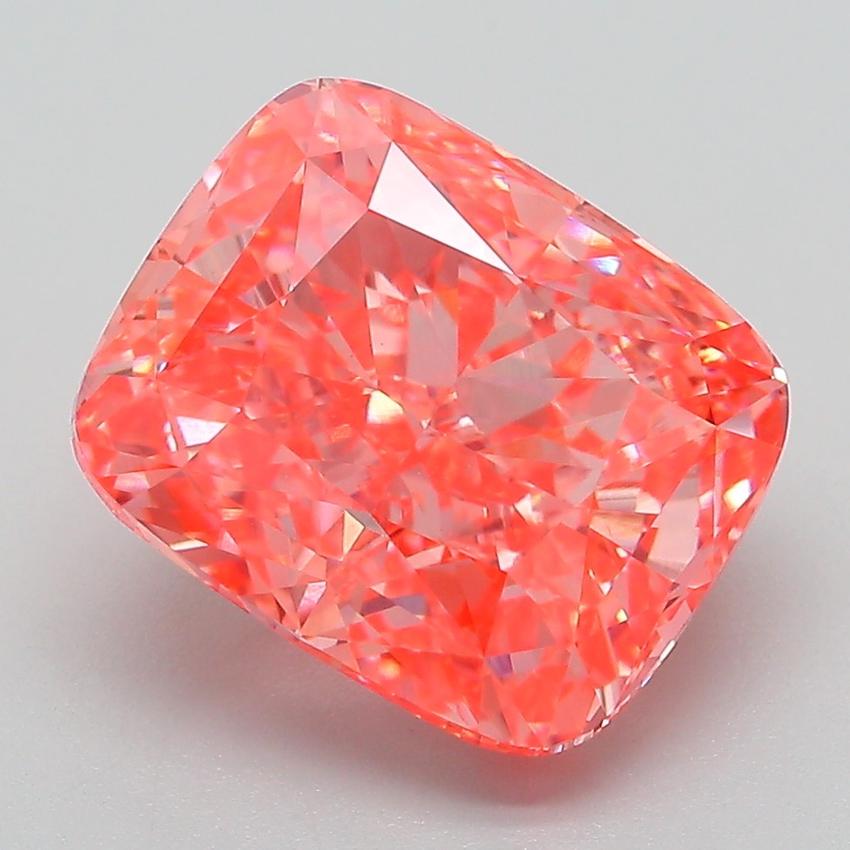 5.09 Ct. Fancy Vivid Pink Cushion Lab Grown Diamond