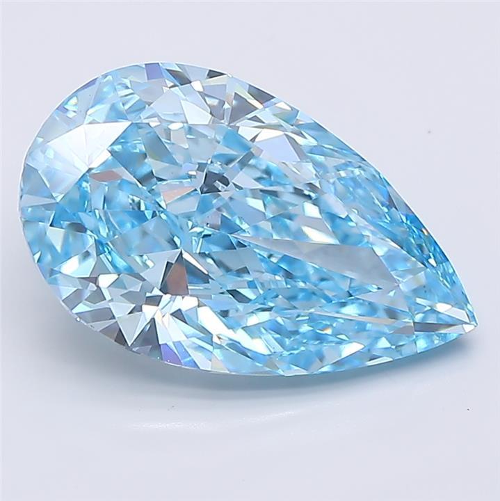 5.06 Ct. Fancy Vivid  Blue Pear Lab Grown Diamond