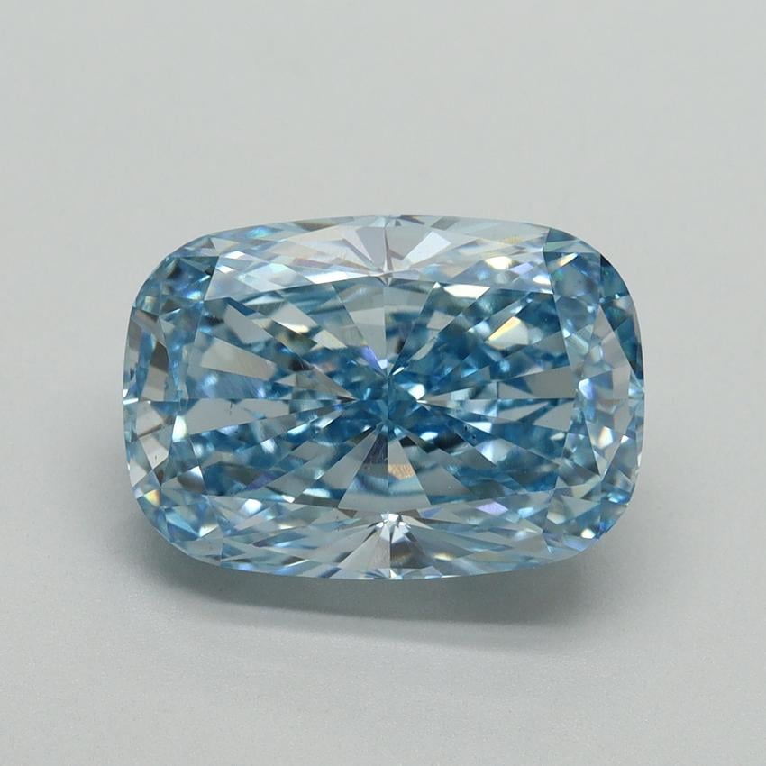 5.08 Ct. Fancy Vivid Blue Cushion Lab Grown Diamond