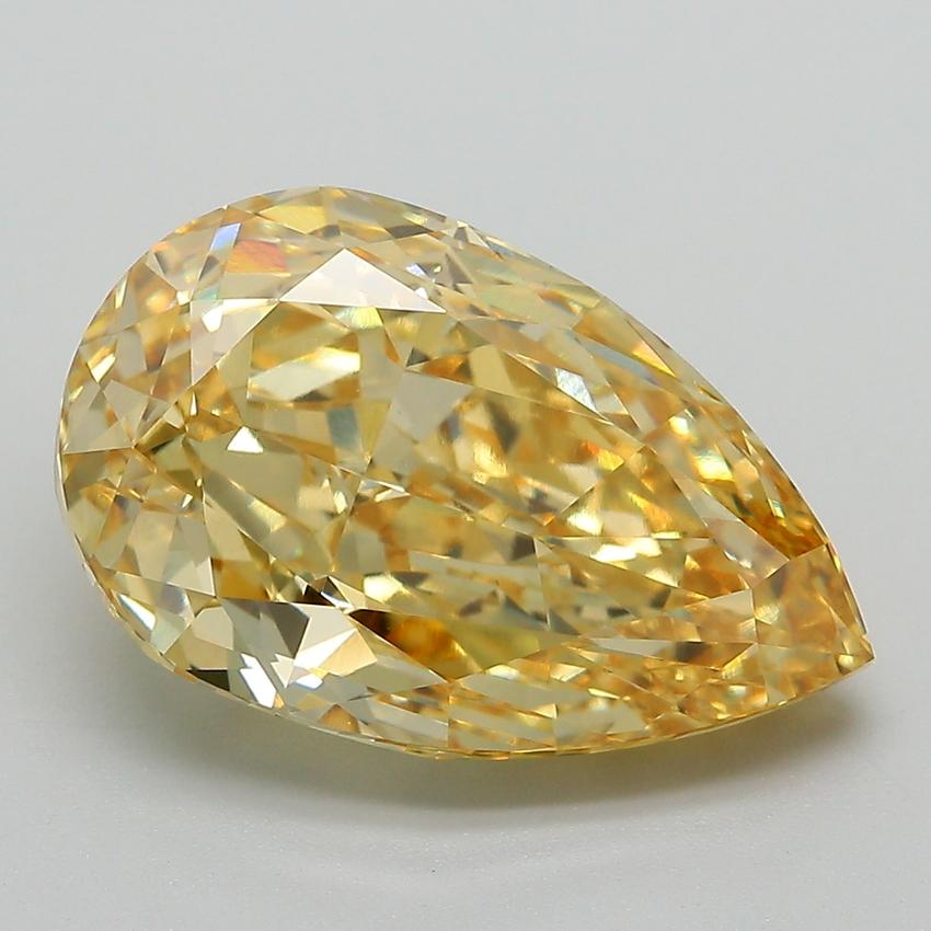7.03 Ct. Fancy Vivid Yellow Pear Lab Grown Diamond