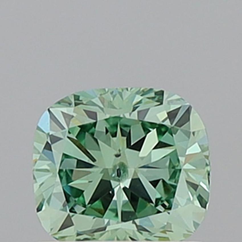 0.94 Ct. Fancy Vivid Green Cushion Lab Grown Diamond