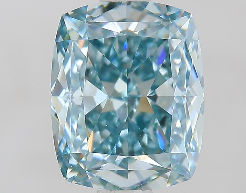 1.75 Ct. Fancy Intense Bluish Green Cushion Lab Grown Diamond