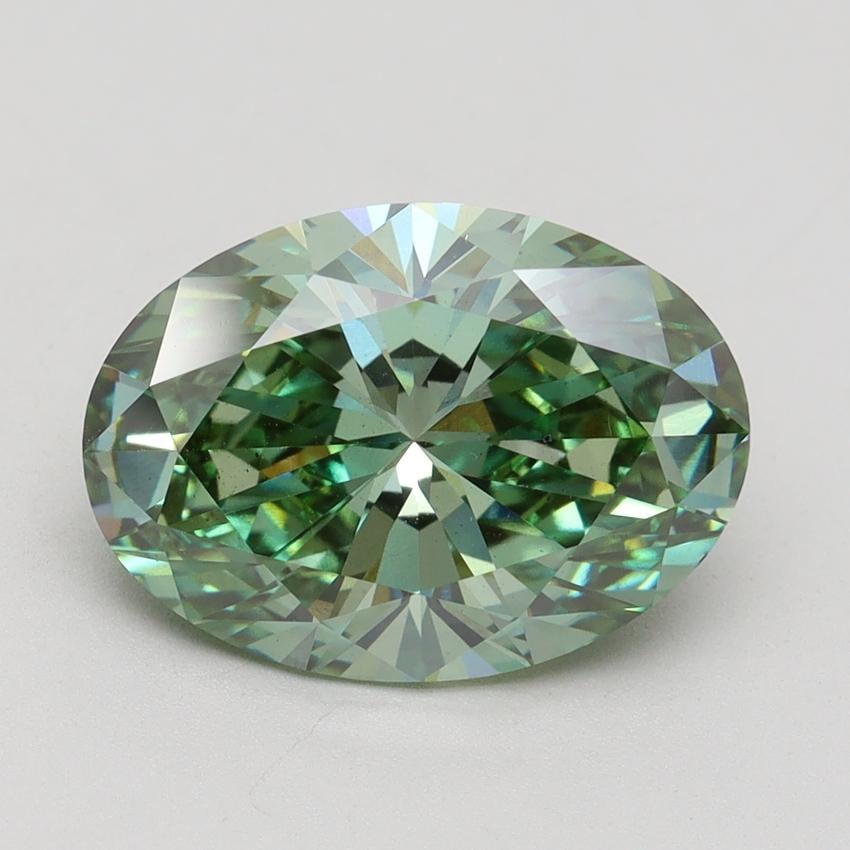 4.01 Ct. Fancy Vivid Green Oval Lab Grown Diamond