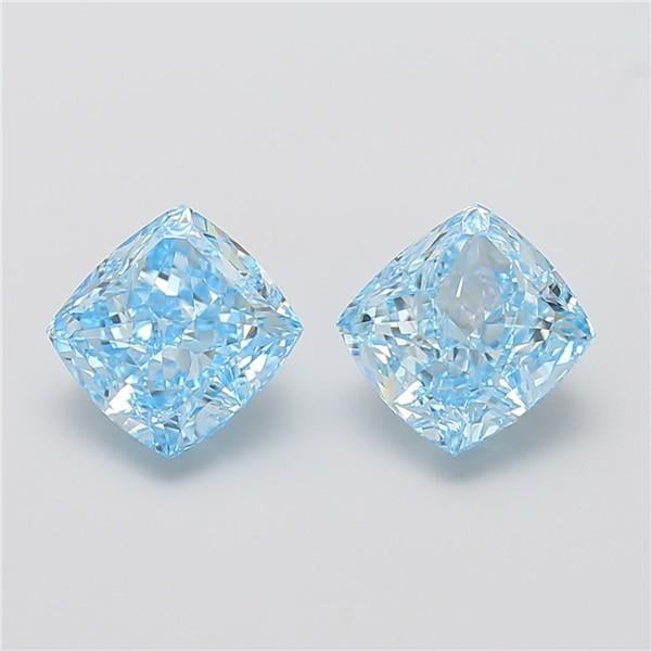 3.07 Ct. Fancy Vivid Blue Cushion Lab Grown Diamond