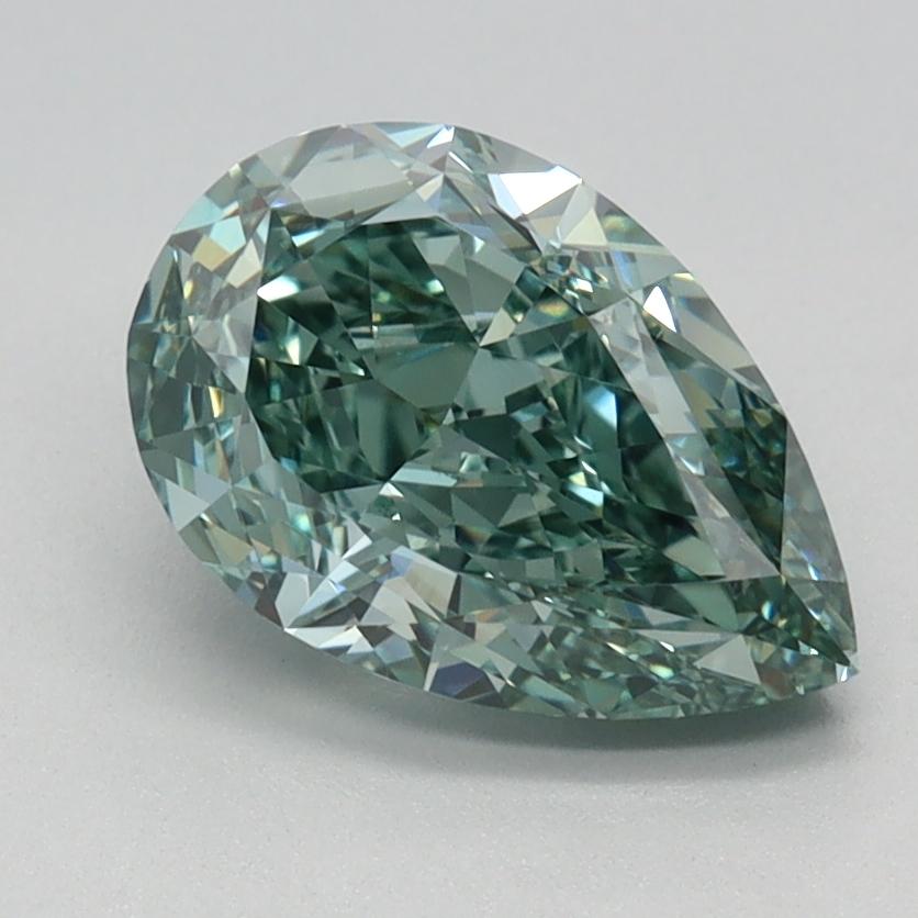 1.77 Ct. Fancy Vivid Bluish Green Pear Lab Grown Diamond