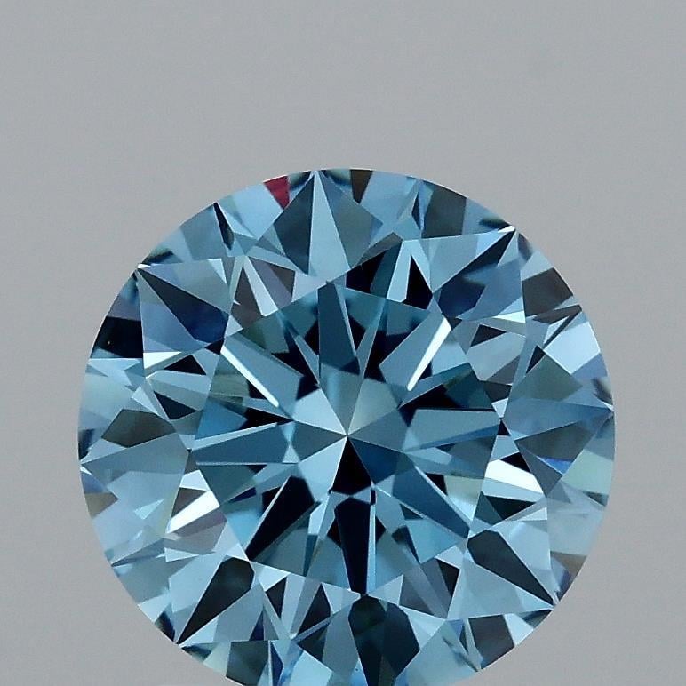 2.10 Ct. Fancy Vivid Blue Round Lab Grown Diamond