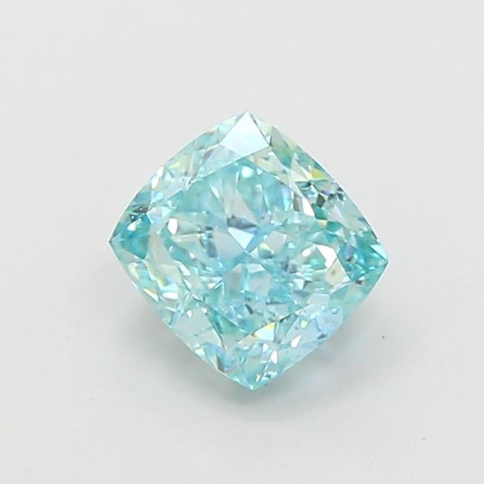 1.05 Ct. Fancy Vivid Bluish Green Cushion Lab Grown Diamond