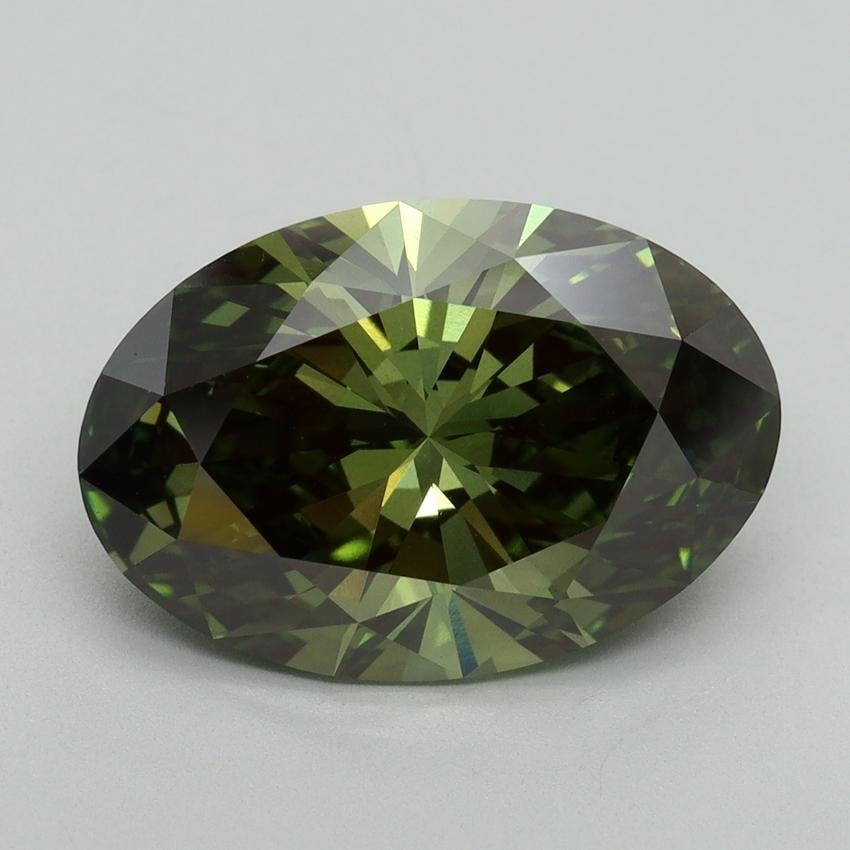5.71 Ct. Fancy Vivid Green Oval Lab Grown Diamond