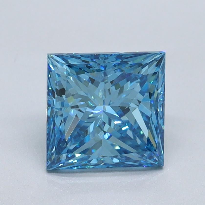 1.54 Ct. Fancy Vivid Malibu Blue Princess Lab Grown Diamond