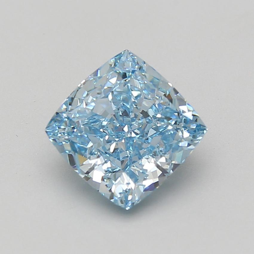 3.04 Ct. Fancy Vivid Blue Cushion Lab Grown Diamond