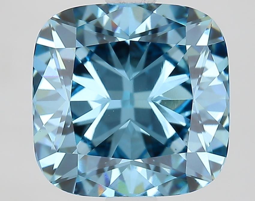 3.09 Ct. Fancy Vivid Blue Cushion Lab Grown Diamond