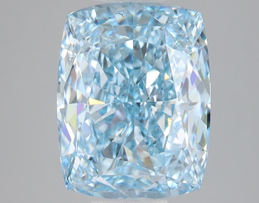3.06 Ct. Fancy Vivid Blue Cushion Lab Grown Diamond
