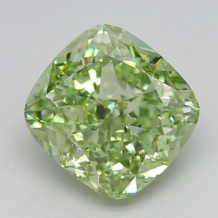 2.08 Ct. Fancy Vivid  Green Cushion Lab Grown Diamond