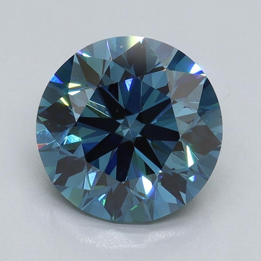 2.44 Ct. Fancy Vivid Blue Round Lab Grown Diamond