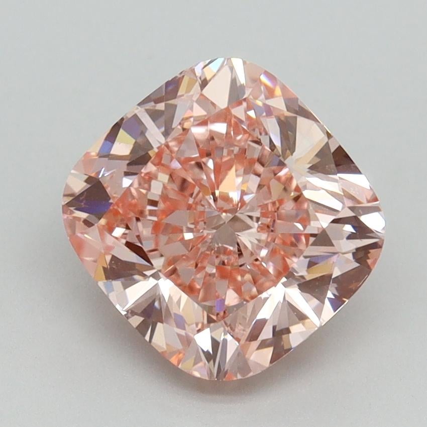3.02 Ct. Fancy Vivid Pink Cushion Lab Grown Diamond