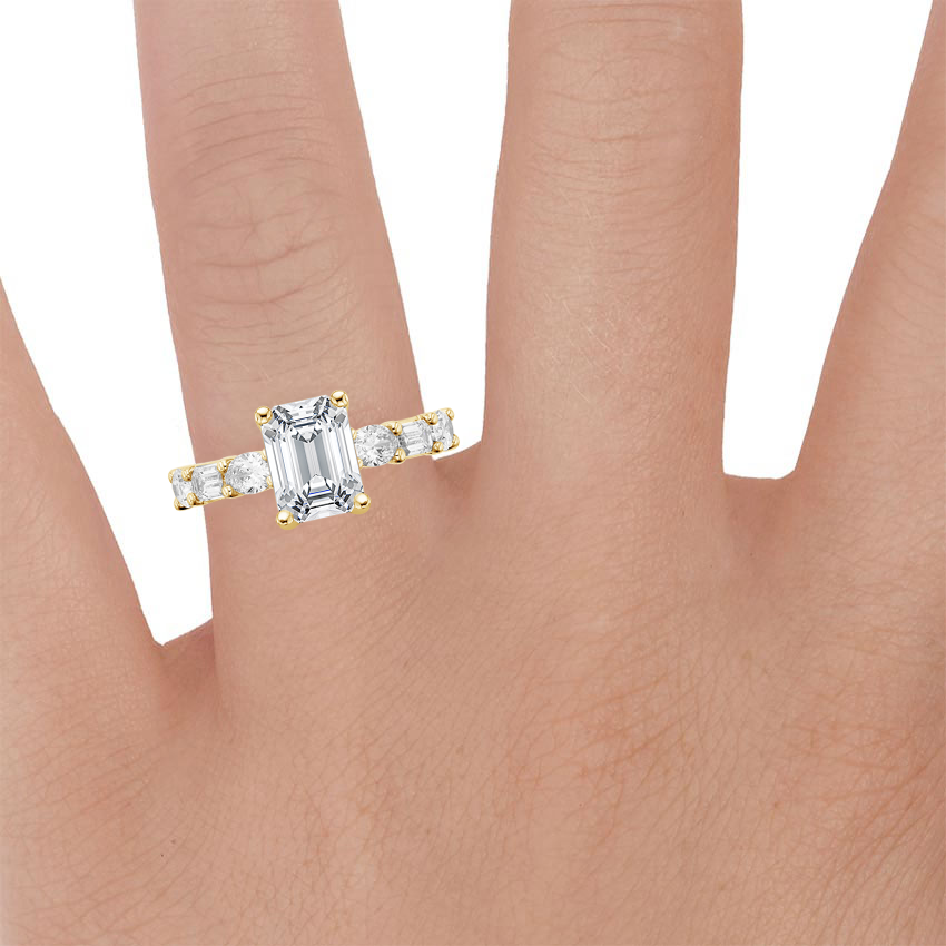 18K Yellow Gold Giselle Diamond Ring (1 1/2 ct. tw.), large zoomed in top view on a hand