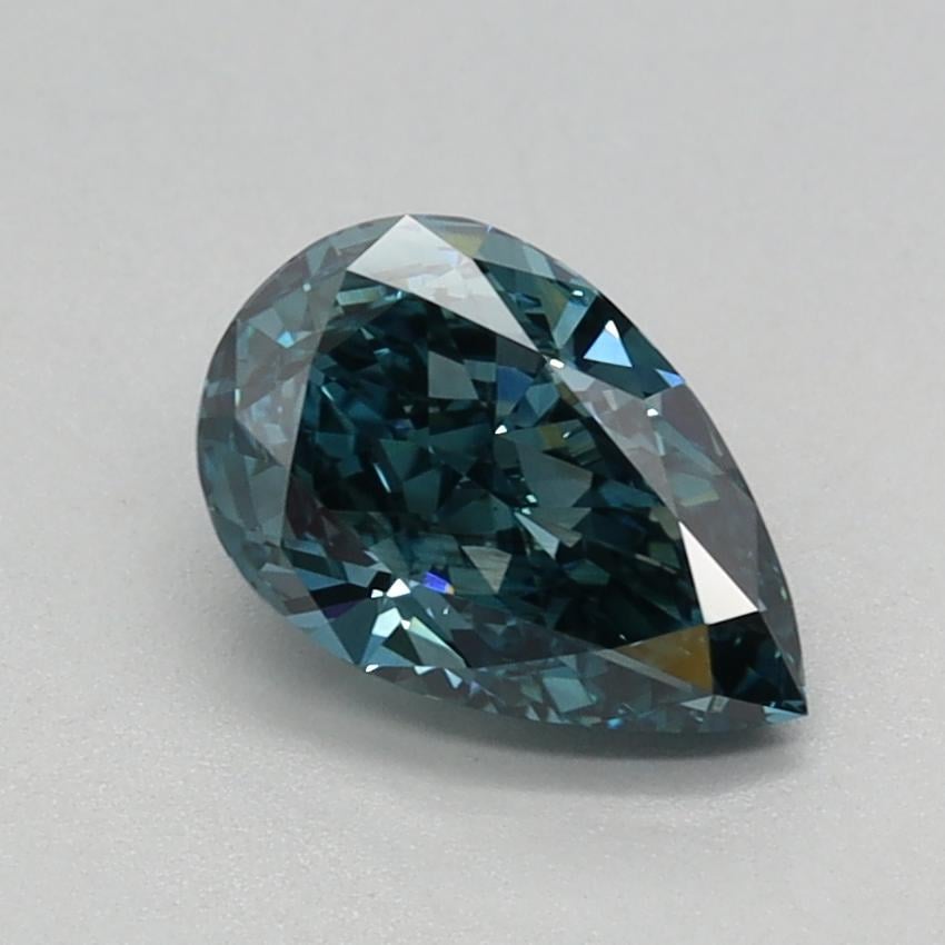 0.80 Ct. Fancy Vivid Blue Green Pear Lab Grown Diamond