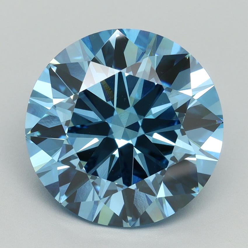 7.08 Ct. Fancy Vivid Blue Round Lab Grown Diamond