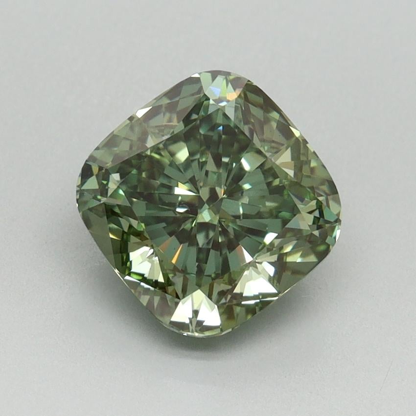 2.50 Ct. Fancy Vivid Green Cushion Lab Grown Diamond