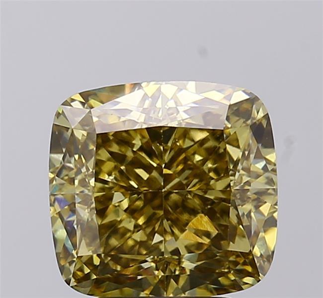 4.04 Ct. Fancy Intense Greyish Yellow Cushion Lab Grown Diamond