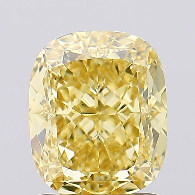 1.67 Ct. Fancy Vivid  Yellow Cushion Lab Grown Diamond