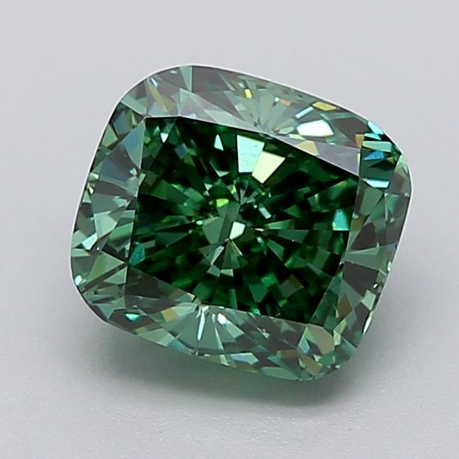 1.50 Ct. Fancy Vivid  Green Cushion Lab Grown Diamond