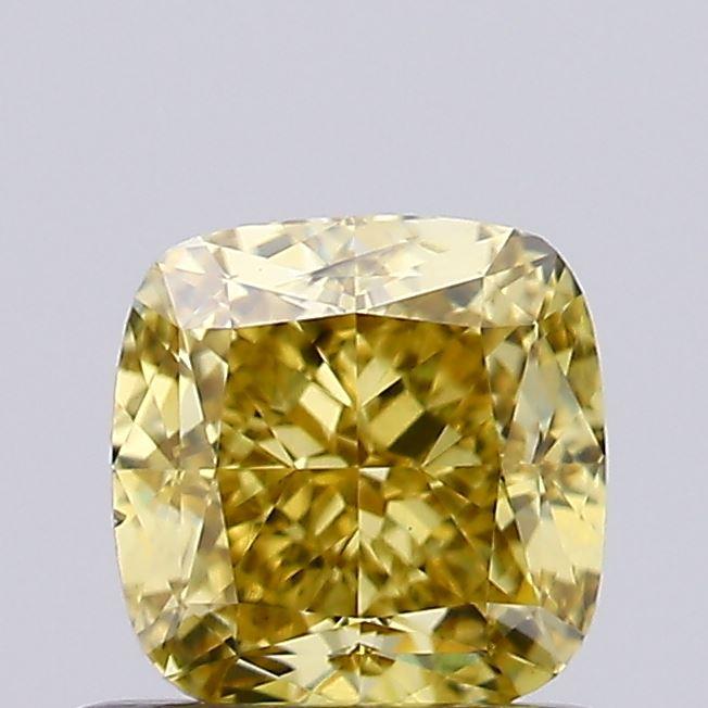 0.84 Ct. Fancy Vivid Yellow Cushion Lab Grown Diamond