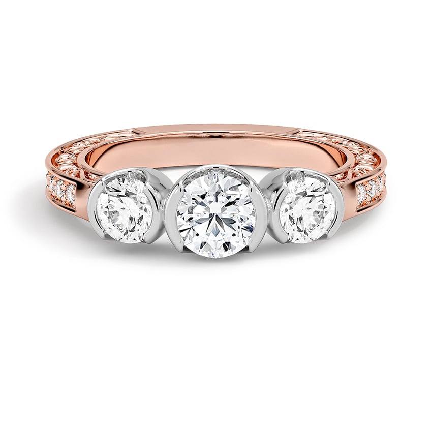 Custom Antique-Inspired Three Stone Diamond Ring