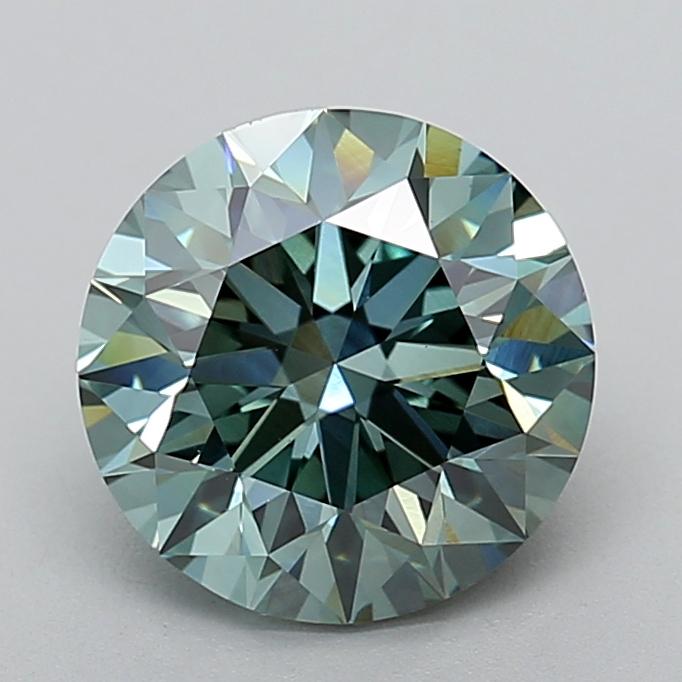 3.02 Ct. Fancy Vivid Green Round Lab Grown Diamond