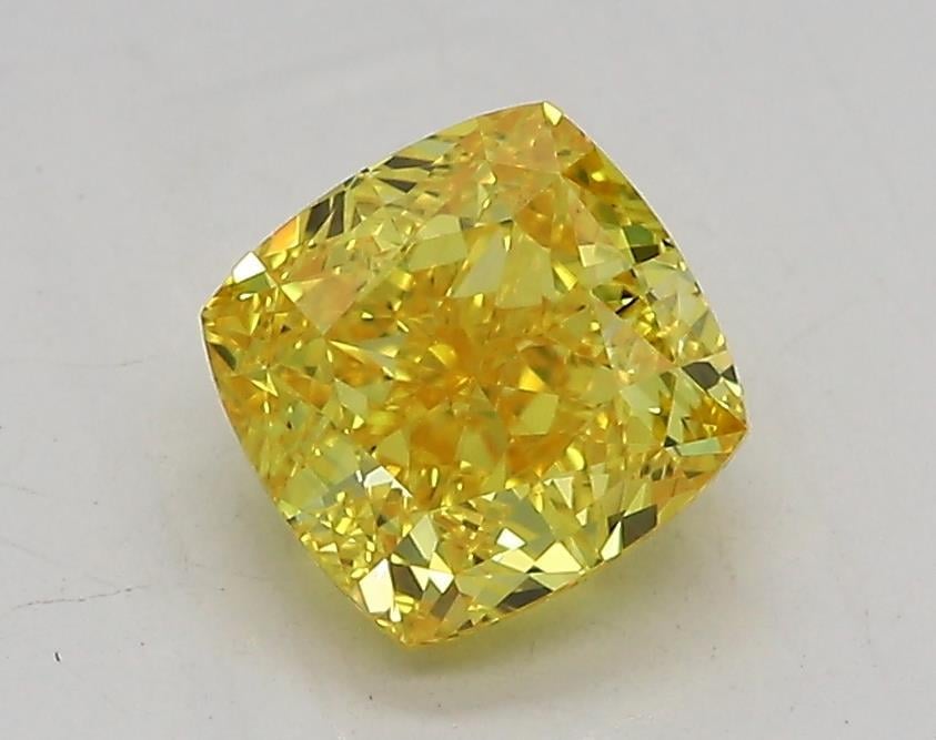 1.37 Ct. Fancy Vivid Yellow Cushion Lab Grown Diamond