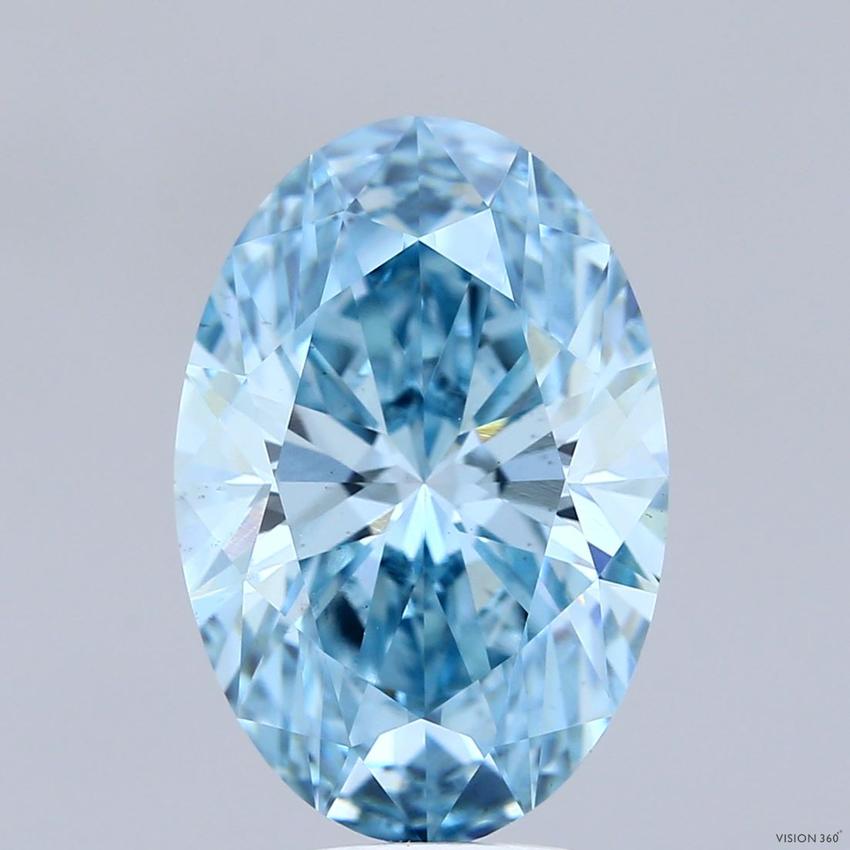 5.28 Ct. Fancy Vivid Blue Oval Lab Grown Diamond